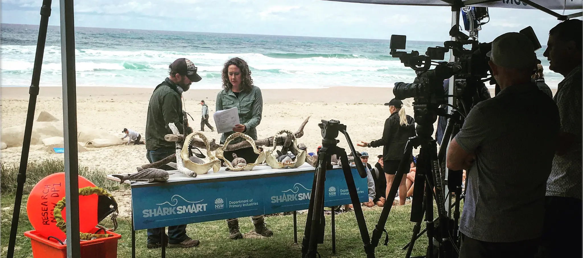 Television production on a beach location