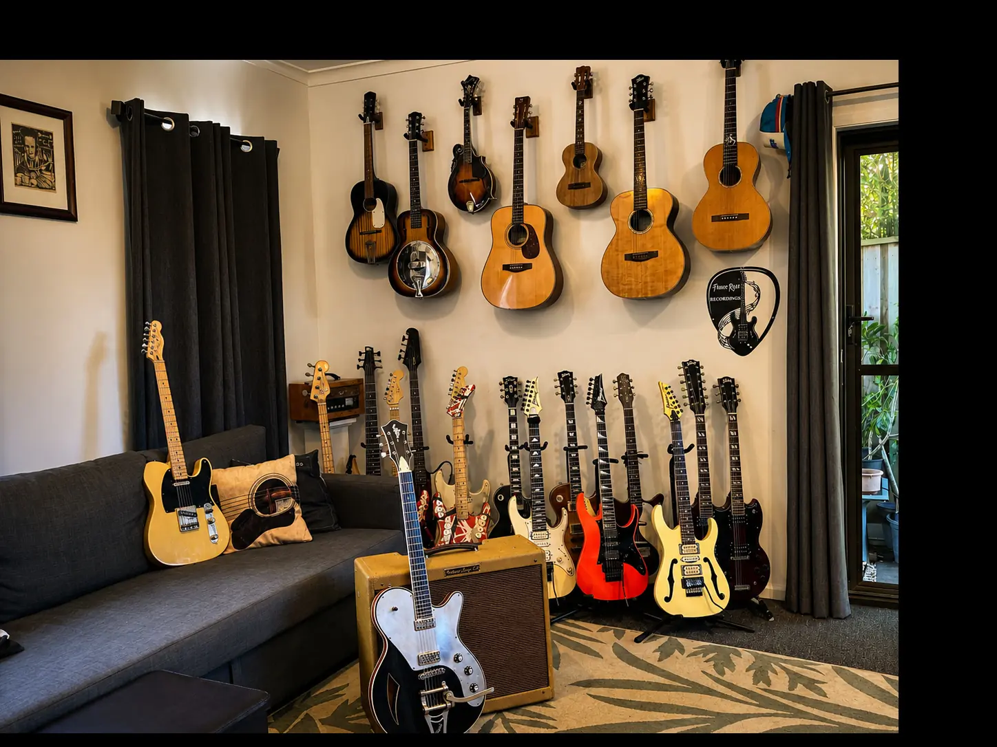 Guitars and keyboards in the studio